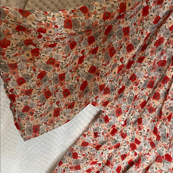 Hayden Los Angeles Red peach and Gray sheer Floral Blouse - Picture 3 of 5